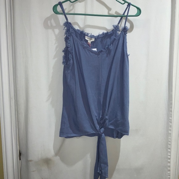 Umgee camisole tie waist Sz L raw edge trim adjustable straps New - Picture 1 of 8